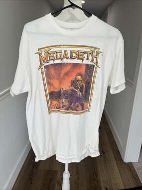 Megadeth Peace Sells Thrash Metal Album Graphic T-Shirt White Size L Cotton